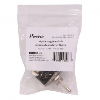 PureVolt Interrupteur à levier à 3 positions - Marche/Arrêt/Marche - D.P.D.T. - 125 V/250V - 20 A/15 A - 6 Pins