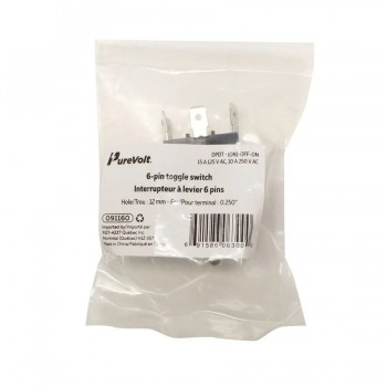 PureVolt Interrupteur à levier à 3 positions - Marche/Arrêt/Marche - D.P.D.T. - 125 V/250V - 15A/10 A - 6 Pins