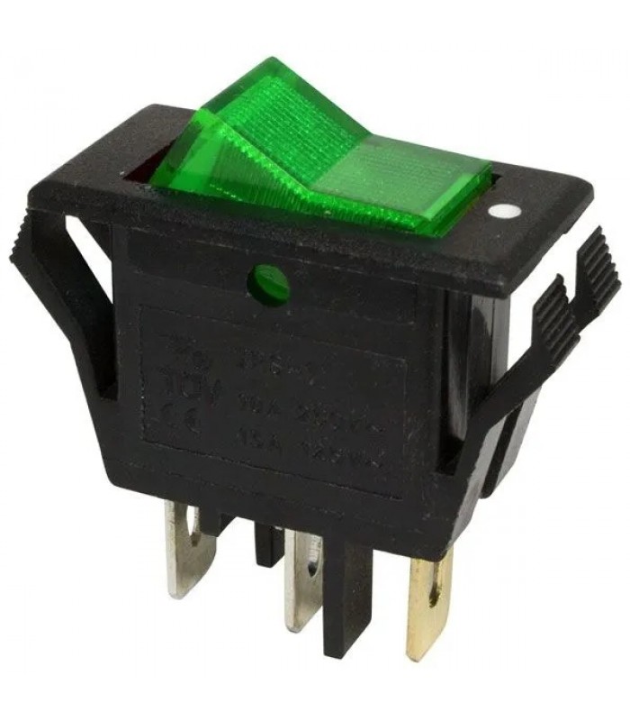 Green Illuminated Rocker Switch Spst On/Off