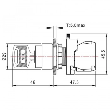 NHD Rotary Key Switch - 2 Positions 90° - N.O/N.F. - Black
