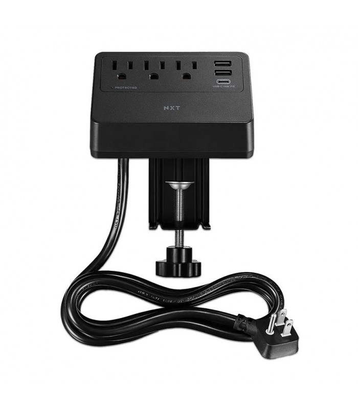 1.5m 3-Outlet Mountable Surge Bar - 2 USB / 1 USB-C - 900J - Black