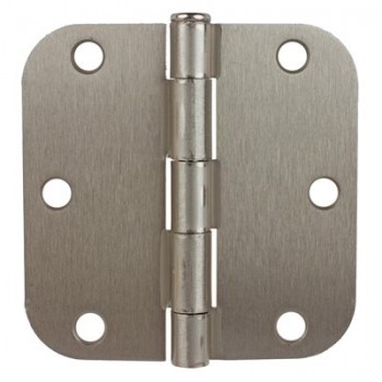 Tough Guard Charnière de porte 3-1/2 po x 3-1/2 po coin rond 5/8 po Acier nickel satiné - Paquet de 2