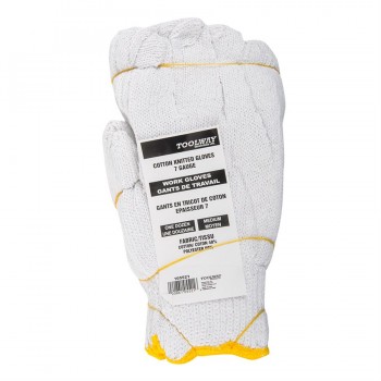 TWXpert Gants tricotés en poly/coton blancs (Moyen) - 12 paires