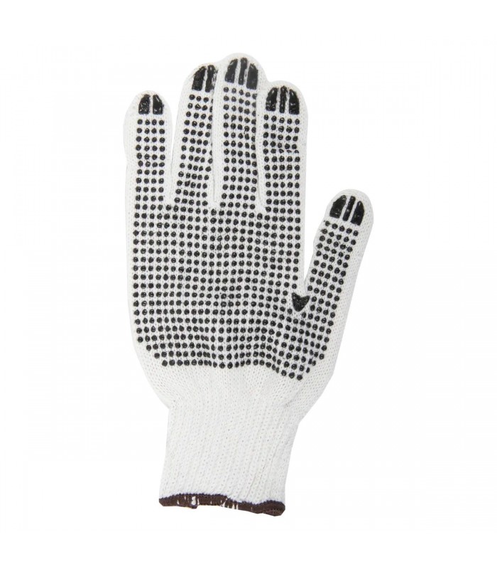 TWXpert Knitted Poly/Cotton Gloves White With Black PVC Dots (XL)