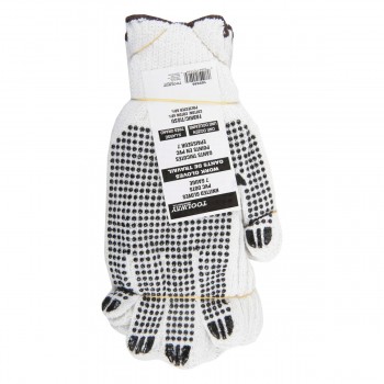 TWXpert Knitted Poly/Cotton Gloves White With Black PVC Dots (XL)