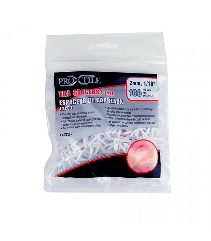 Pro-X-Tile Espaceurs de carrelage de 2 mm (3/32 po) Sac de 100