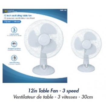 12 po Ventilateur sur pied oscillant avec 3 vitesses