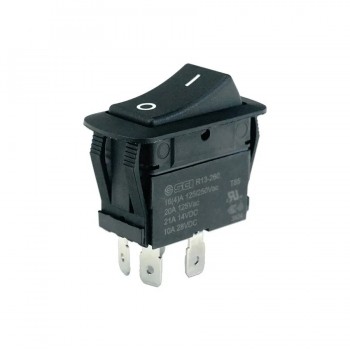 125/250 V AC 20 A Rocker Switch - D.P.S.T - ON/OFF - Black