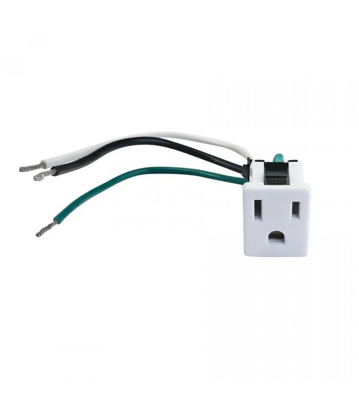 125V 15A Panel Mount Snap-In Grounded Receptacle - 2 Pole/3 Wire