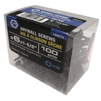 Fasteners Drywall Screws Black Zinc #6 x 1-5/8 in - Pack of 100