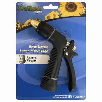 ProYard Aqua Pistolet pulvérisateur à 3 positions avec embout pour tuyau d'arrosage - Noir