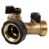 ProYard Aqua Brass Garden Hose Splitter 2 Way with 2 Valves