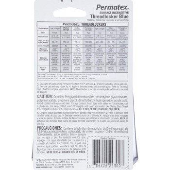 Permatex Adhésif frein-filet pour toute surface, Bleu 10ml