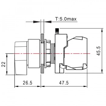 NHD Interrupteur rotatif - 2 positions 90° - N.O./N.F. - Rouge