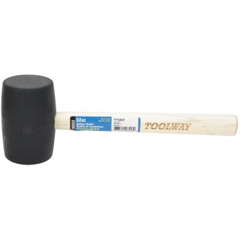 Toolway Rubber Mallet With Wood Handle 32 oz. Black Head