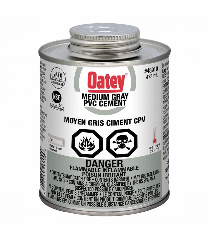 Ciment PVC Oatey gris moyen 473 mL
