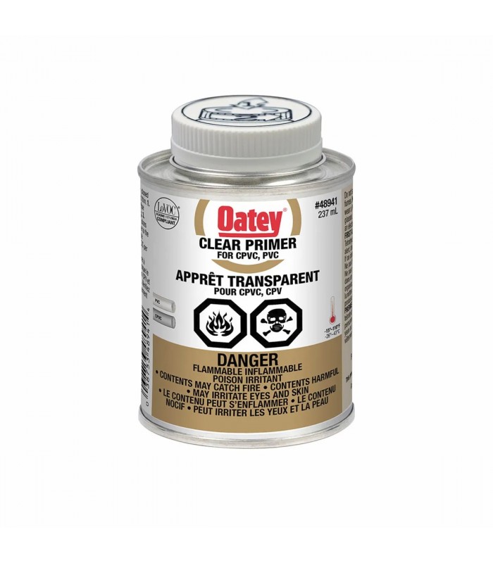 Oatey Apprêt pour tuyaux et raccords CPVC et PVC 236 ml, bouchon à vis, transparent