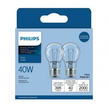 Philips Bulb A15 Incandescent Fan/Garage E26 Base 40W - Pack of 2