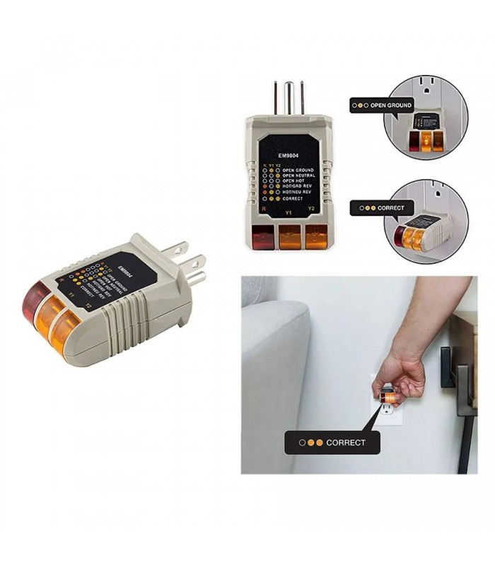 6-in-1 Socket Tester with Indicator Light - 110V to 125V AC