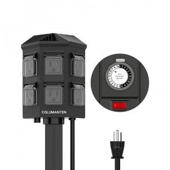 6-Outlet Outdoor Mechanical Power Stake Timer - 24 h