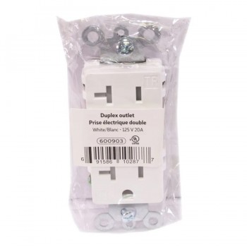 PureVolt Prise murale Décora double inviolable - 125 V - 15 A /20 A - Blanc