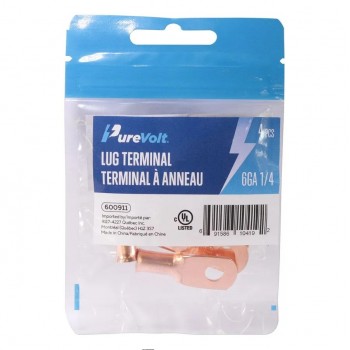 PureVolt Terminal à anneau - Vis 1/4 in (6.35 mm) - 6 AWG - Paquet de 4