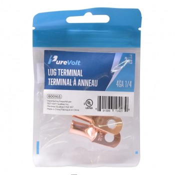 PureVolt Terminal à anneau - Vis 1/4 po. (6.3 mm) - 4 AWG - Bronze - Paquet de 2