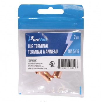 PureVolt Terminal à anneau - Vis 5/16 po (7.9 mm) - 4 AWG - Paquet de 2