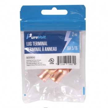PureVolt Terminal à anneau - Vis 5/16 po (7.9 mm) - 1 AWG - Paquet de 2