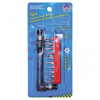 Matrix Jeu d'embouts Torx inviolables avec tournevis en L