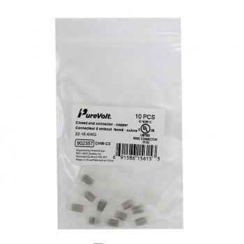 PureVolt Connecteur à embout fermé - 22-16 AWG - Transparent - Paquet de 10