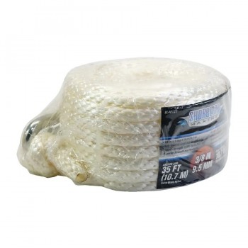 Nylon Rope with Carabiner - 3/8 in. X 35 ft. (9.5mm X 10.7m) - White