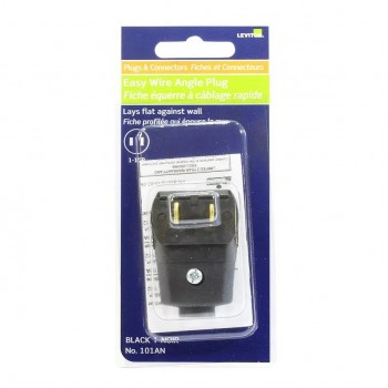 LEVITON 101AN Fiche équerre NEMA 1-15P non-polarisée à câblage rapide - 2 pôles - 2 fils - 125 V - 15 A - Noir