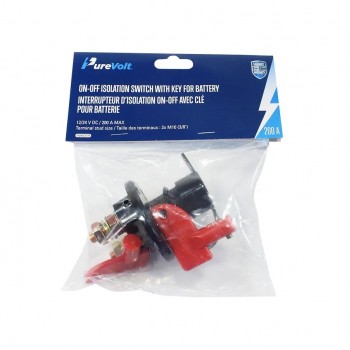 PureVolt Interrupteur d′isolation pour batterie avec clé détachable - 12/24 V CC - 200 A