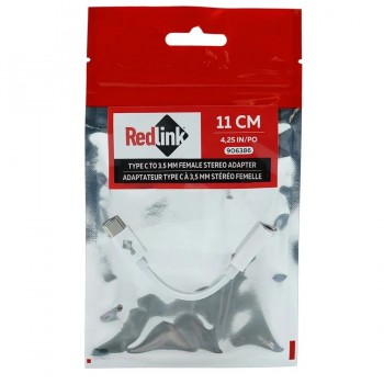 redLink Adaptateur USB-C mâle vers 3.5 mm stéréo femelle - Blanc - 11 cm