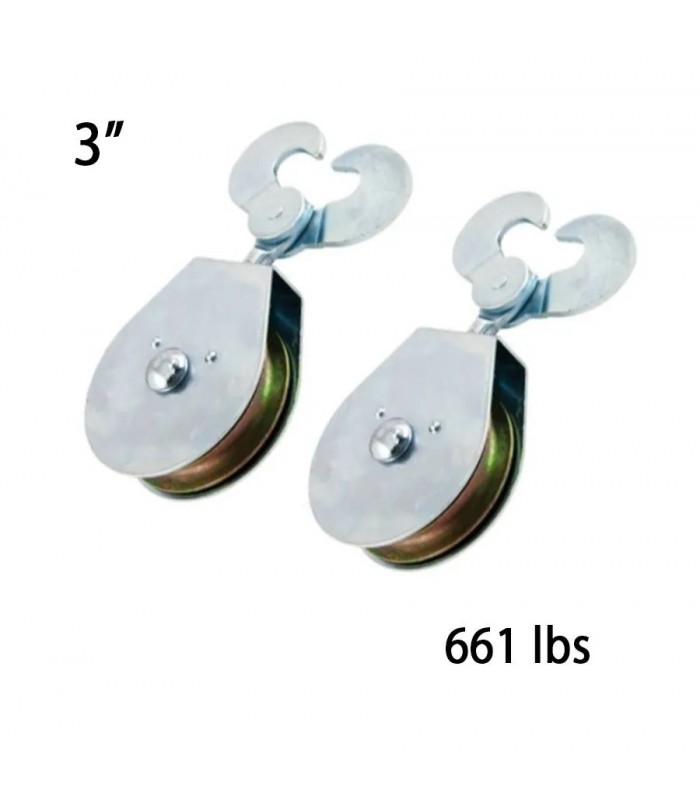 Mibro KingChain Single-Cable Pulley with Scissor Hookand Swivel Eye - 3 in. - 661 lbs Capacity - Pack of 2