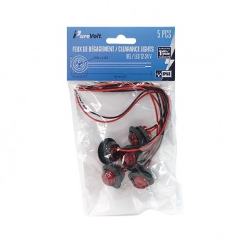 PureVolt Feu de gabarit DEL miniature avec fils dénudés - 3/4 po - Rouge - Paquet de 5