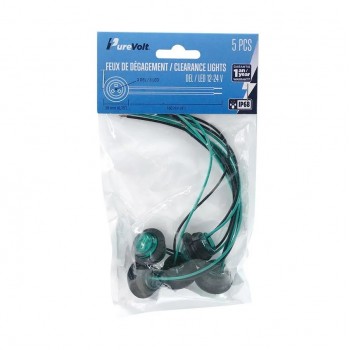 PureVolt Miniature LED Clearance Light with Lead Wires - 3/4 in - Green - 5-Pack