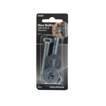 Hex Bolt with Nut and Washer - 3/8 X 2 in. (9.53 mm X 50.8 mm) - 2-Pack