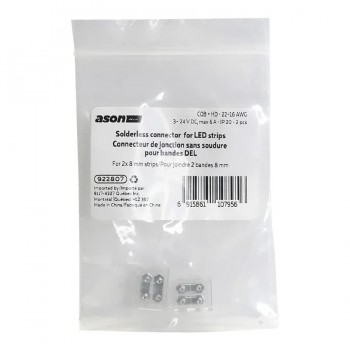 Ason Decor LED Strip to Strip Solderless Connector - 8 mm - 2-Pack