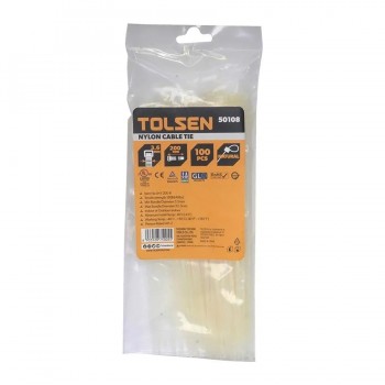 Tolsen Attaches autobloquantes en nylon 8 po. - Blanc - Paquet de 100