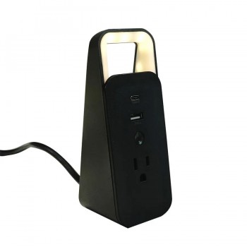 3 in 1 Fast Charge Station with LED Night Light - USB/USB-C and AC Outlet - 12 W - 2.4 A - White or Black