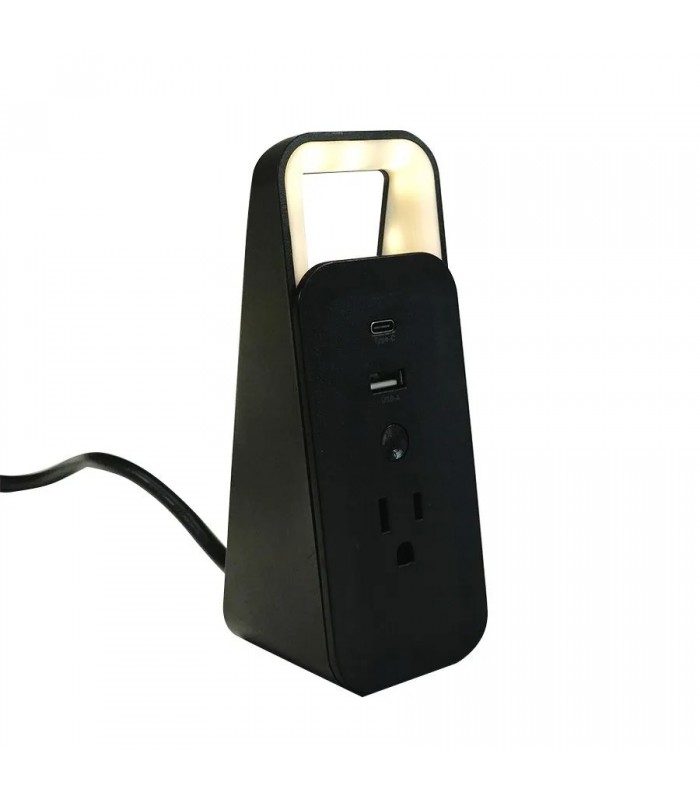 Station de recharge rapide 3 en 1 avec veilleuse DEL - USB/USB-C et prise CA - 12 W - 2.4 A - Blanc ou Noir