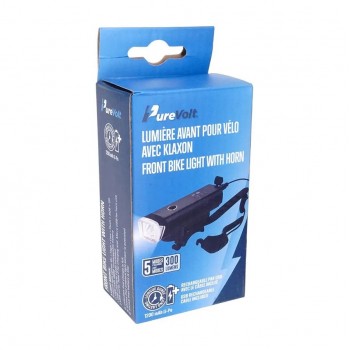 PureVolt Rechargeable Bicycle Headlight with Integrated Horn - IPX3 - T6 - 5 modes - 300 Lumens