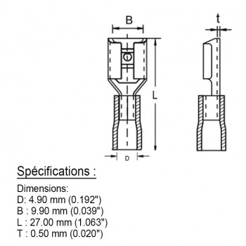 PureVolt Double Crimp Female Blade Terminal - .375 in. - 16-14 AWG - Blue - 10-Pack