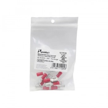 PureVolt Male/Female Blade Terminal - .250 in. - 22-16 AWG - Red - 10 Pack