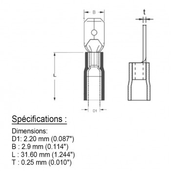 PureVolt Double Crimp Heat Shrink Male Blade Terminal - .110 in. - 22-16 AWG - Pink - 10-Pack