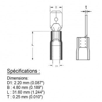 PureVolt Double Crimp Heat Shrink Male Blade Terminal - .187 in. - 22-16 AWG - Pink - 10-Pack