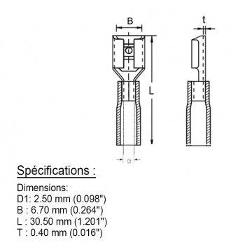 PureVolt Terminal à lame femelle thermorétractable double baril - .250 po. - 16-14 AWG - Bleu - Paquet 10