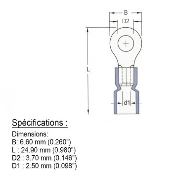 PureVolt Double Crimp Heat Shrink Ring Terminal - #6 Screw - 16-14 AWG - Blue - 10-Pack